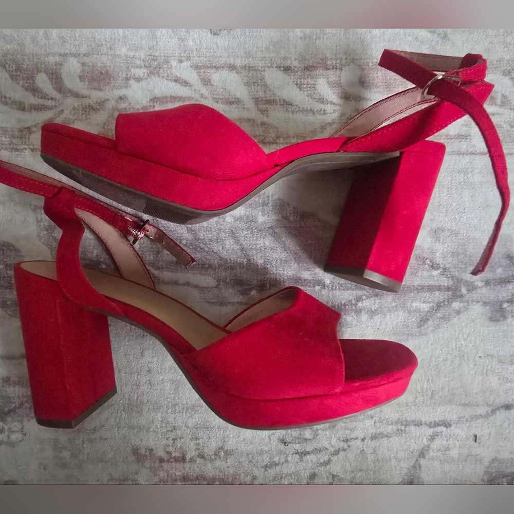 Old Navy Bold Red Block Heel Sandals